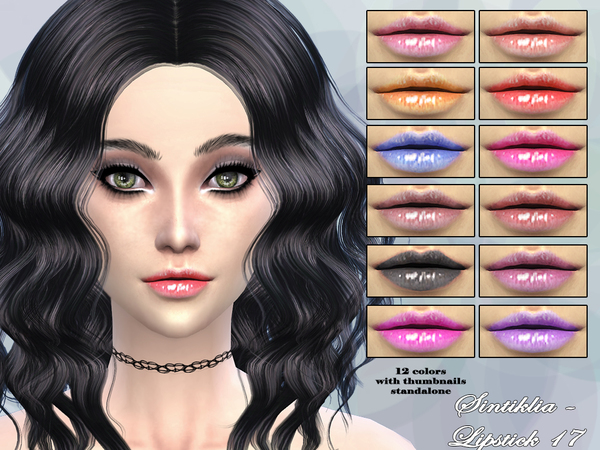 Sims 4 — Sintiklia - Lipstick 17 by SintikliaSims — Standalone 12 colors With thumbnails A half handpainted texture 1st