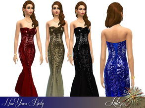 Sims 4 — New Years Party  by Lulu265 — Have fun at your Holiday Party's dressed in this glittery evening gown . Package