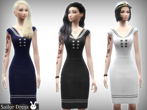 Sims 4 — Sailor Dress by XxNikkibooxX — A sailor style dress for your sim's everyday, formal and party wear. Go and sail