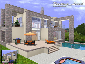 Sims 3 — Nesting_Level by matomibotaki — Modern cube-style, split-level house with charming and fresh design. Details: