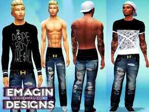 Sims 4 — Men Jeans W/ Belt & Polo Boxers by emagin3602 — Designed by Emagin Designs
