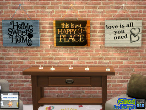 Sims 4 — Wooden Home Signs by LucidRayne — 3 wooden signs to make your house a home. You can find this under Wall