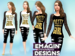 Sims 4 — Pretty Girl Swag Tee /w Long Sleeves Leopard Print  by emagin3602 — Designed by Emagin Designs