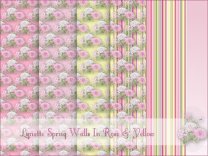 Sims 4 — Lynette Spring Rose Walls in Yellow & Pink DV by cm_11778 — Beautiful walls in pink and yellow floral with