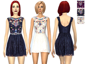Sims 4 — Embellished Lace Prom dress by Weeky — Embellished Lace Prom dress in 3 colors. Mesh from game.