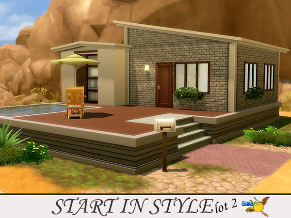 Sims 4 — Start in Style lot 2 by evi — A modern starter house to begin your new game in style. It has one bedroom and can