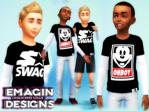 Sims 4 — Swag Tee for Boys by emagin3602 — Designed by Emagin Designs http://www.thesims3.com/mypage/Emagin/mystudio