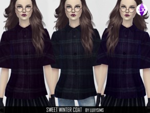 Sims 4 — Sweet Winter Coat by LuxySims3 — Tartan coat for female. 3 recolors. Enjoy ^^