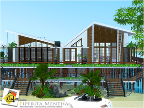 Sims 3 — Piperita Mentha by Onyxium — Modern, compact, stylish and elegant. Convenient, spacious holiday house. Two sim