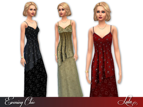 Sims 4 — Evening Chic  by Lulu265 — A lace covered evening dress studded with gems , in 3 colour variations , Black, gold