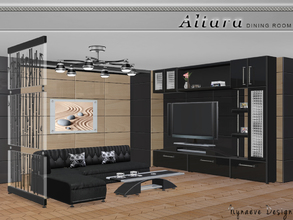 Sims 4 — Altara Living Room by NynaeveDesign — Compact and clean lines design, a contemporary living room for your sims.