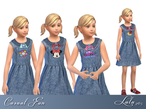 Sims 4 — Casual Fun  by Lulu265 — A Denim Dress for little girls, with cute cartoon character embroidery 