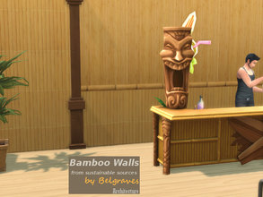 Sims 4 — Bamboo Walls by Leander_Belgraves — Bamboo Walls matching the Tikki Bar They come in two styles: Full Bamboo and