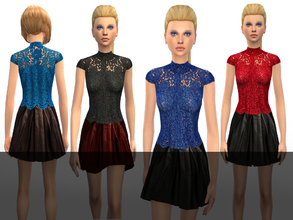Sims 4 — Laced Shirt by Weeky — Laced Shirt in five colors. Red, blue, blue-light, purple, black.