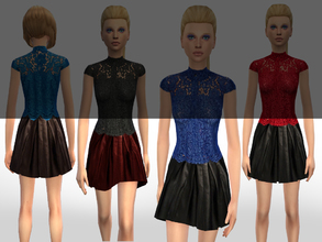 Sims 4 — Leather skrit by Weeky — Leather skirt in 3 colors. Black, brown and red.
