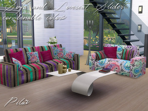 Sims 4 — Sofa and loveseat Slide Recolors by Pilar — Sofa and loveseat slide, combinable colors