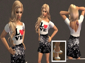 Sims 2 — Black sequin dress with loose shirt by branden2 — Download the mesh Sentate - WingDressheels from the site