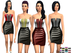 Sims 4 — Roxanne dress by Weeky — Roxanne dress with leather in rock style.Mesh from base game.