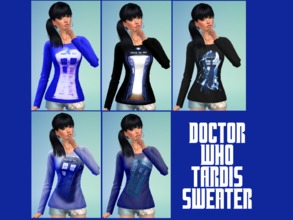Sims 4 — Doctor Who TARDIS Sweater by simmi98x — A Doctor Who themed sweater with the TARDIS for your whovian sims! Comes