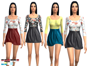Sims 4 — Magdalena outfit by Weeky — Magdalena outfit. quilted full skirt with top. 10 designs included. New mesh by me.