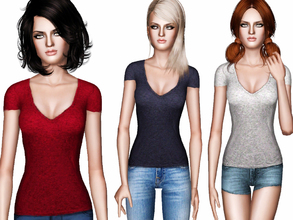 Sims 3 — Scoop Neck Ribbed Tee by zodapop — Scoop neck tee with short sleeves and a ribbed texture. ~ Custom launcher