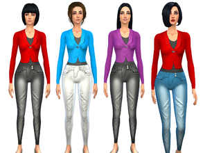 Sims 4 — SET Blazer and Denim Jeans by Weeky — Set includes blazer and denim jeans. More designs included.