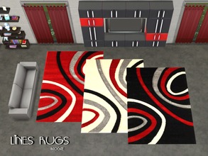 Sims 4 — Lines Rugs by Paogae — Modern rugs in three colors, abstract subject with lines. 3 rugs in 1 file Standalone