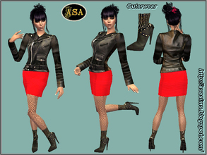 Sims 2 — ASA_Dress_326_AF by Gribko_Sveta — Leather jacket with a red skirt for women TS2