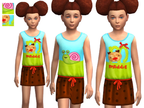 Sims 4 — Dress with Appliques 01 by Weeky — Dress with two different appliques (snail and bear). Both designs come with