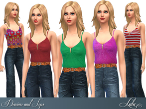 Sims 4 — Denims and Tops  by Lulu265 — A set of denims with 5 different colour tops 