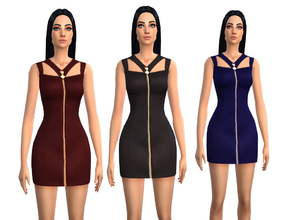 Sims 4 — Heart Zip Detail Cut Out Dress - 3 colors by Weeky — Heart Zip Detail Cut Out Dress in 3 colors. No new mesh.