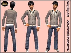 Sims 2 — ASA_Dress_331_AM by Gribko_Sveta — Grey jacket with a white shirt and jeans for men TS2