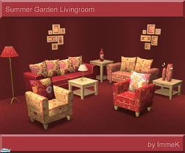 Sims 2 — Summer Garden Livingroom by ImmeK — A comfortable livingroom with furniture in abstract prints and large flowers