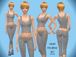 Sims 4 — GrayMelange Set by Paogae — A set, top and leggings, gray melange, for sport and free time. Categories: