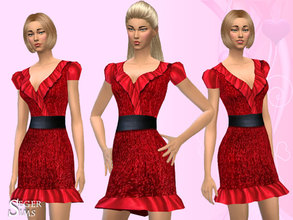 Sims 4 — Valentine Ruffle Puff Dress by SegerSims — A perfect dress for Valentinesday with Puff sleeves and Ruffle. A