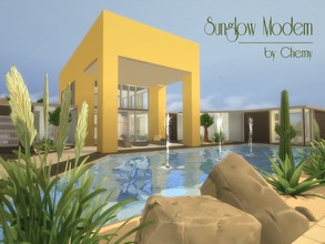 Sims 4 — Sunglow Modern by chemy — This modern one story home decorated in black and yellow, features a vaulted ceiling