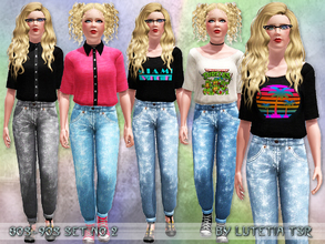 Sims 3 — 80s~90s Set No 2 by Lutetia — This set contains two outfits in the style of the 80s/90s ~ Works for female teens