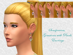 Sims 4 — Semiprecious Gemstone and Pearl Earrings by alin2 — An elegant set of different semiprecious gemstones set with