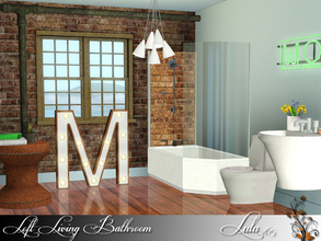 Sims 3 — Loft Living Bathroom by Lulu265 — A nice modern Loft Style Bathroom with clean lines to fit in that tiny space.