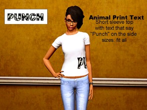 Sims 3 — Female Adult Rock Group Shirts  by misty4m — Four T-Shirts with different designs on the front. 1. With Punch