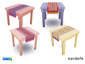 Sims 4 — kardofe_pop table by kardofe — Dining table cheerful, vibrant colors, adorned with a tablecloth