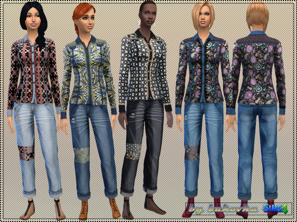 Sims 4 — Set Boho Style by bukovka — Set of clothes for women boho style. Four variants of staining. Install a separate
