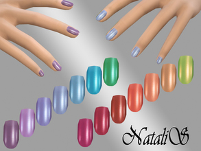 Sims 4 — NataliS_Rainbow short nail recolor FT-FE by Natalis — Rainbow recolor short nails. This is a recolor only.