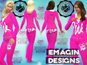 Sims 4 — Ladies PINK Victoria Secret Vlore Hoodie by emagin3602 — Designed by Emagin Designs