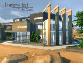 Sims 4 — Journeys End by chemy — This large modern home features indoor fountains in an open floor plan with 6 bedrooms