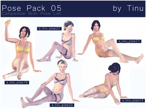 Sims 3 — Pose Pack 05 by Tinu by Tinuleaf — 5 Female Adult poses compatible with the pose list. You can find the