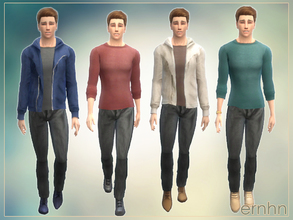 Sims 4 — Simple Male Set by ernhn — Simple Stylish Male Set Including: *Basic Spring Hoodie *Long Sleeved Jersey Top