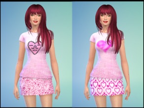 Sims 4 — Valentine T-Shirts by Tacha752 — Cute and fun pink t-shirts for Valentine's Day. EA mesh. Non-default and