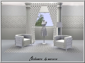 Sims 3 — Chicken Wire_marcorse by marcorse — Geometric pattern: chicken wire design in black and white