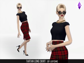 Sims 4 — Tartan Long Skirt by LuxySims3 — Tartan long skirt for female. Available in different colors.